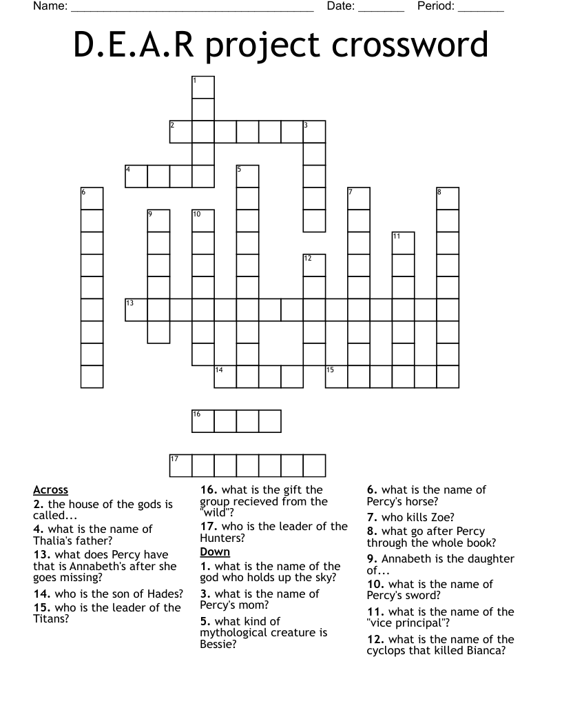 D.E.A.R project crossword