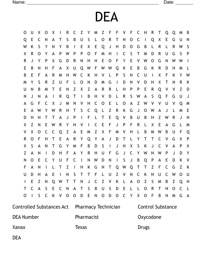 DEA Word Search