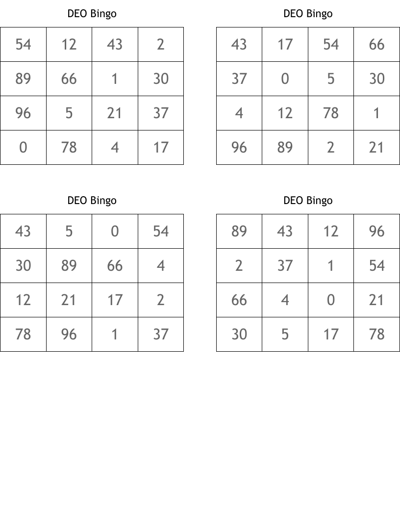 DEO Bingo