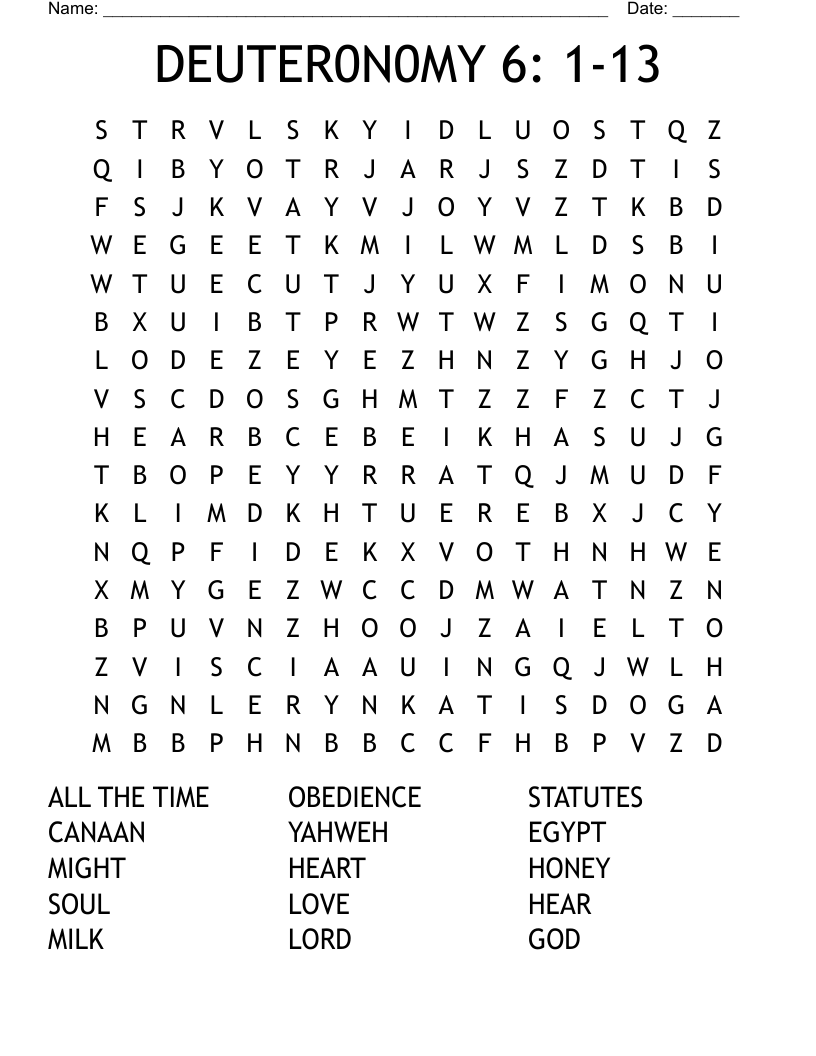 DEUTER0N0MY 6: 1-13 Word Search
