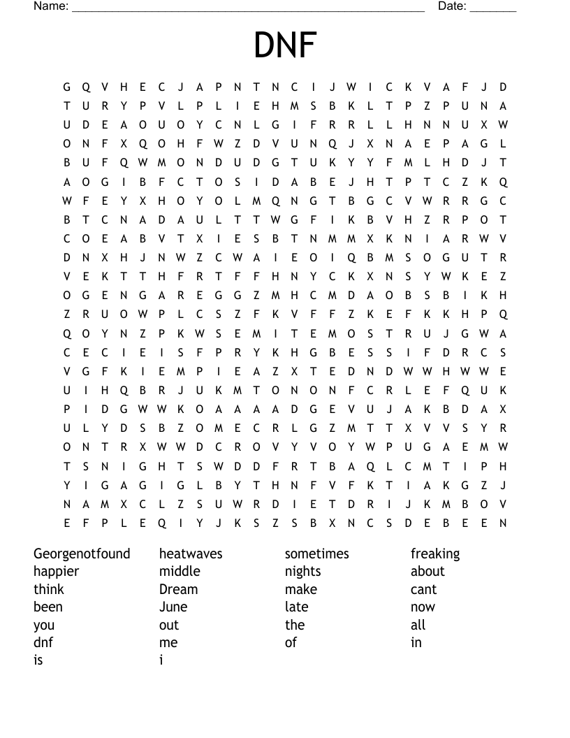 DNF Word Search