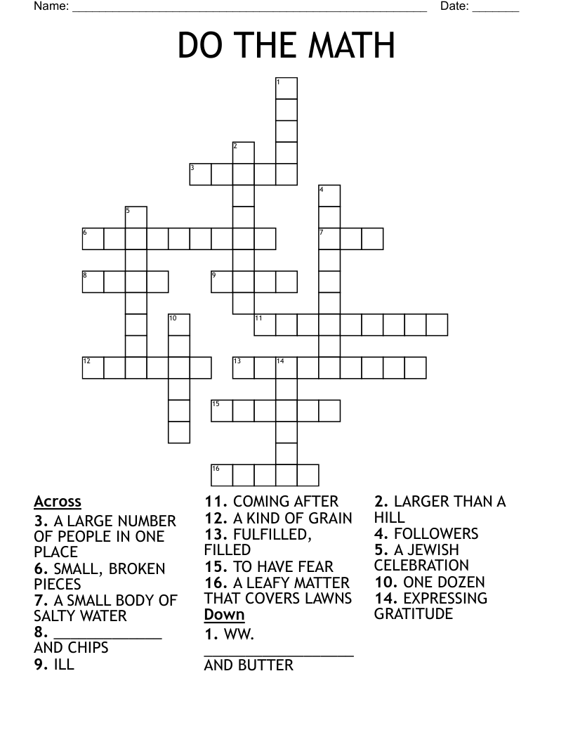 DO THE MATH Crossword