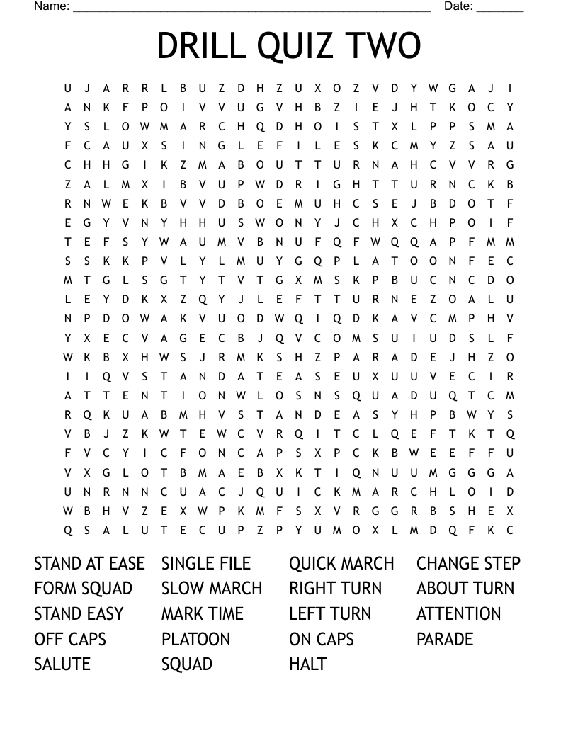 DRILL QUIZ TWO Word Search WordMint