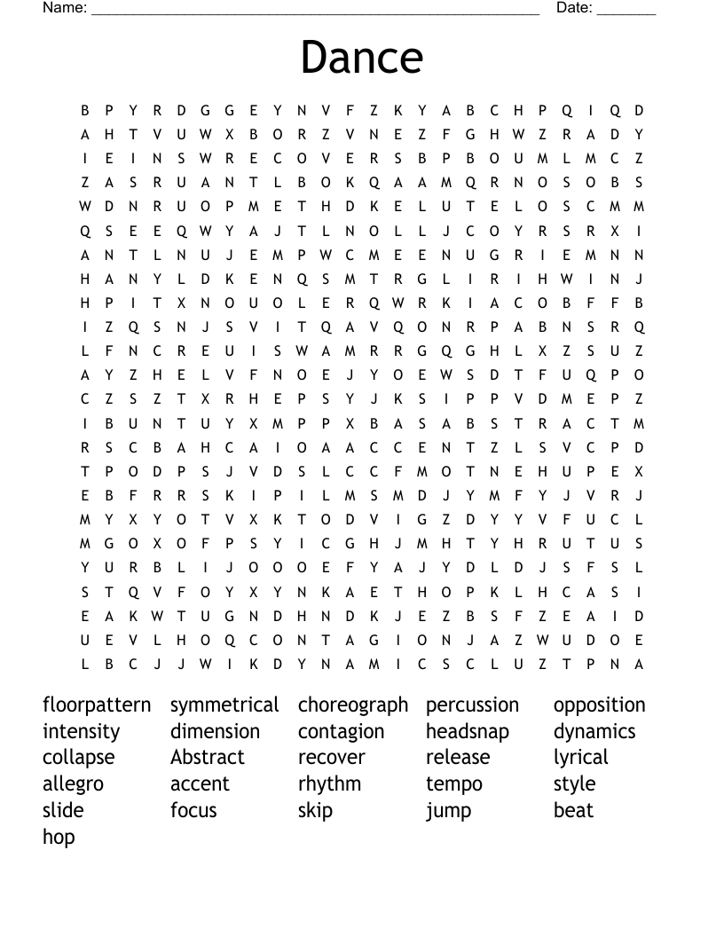 Dance Word Search