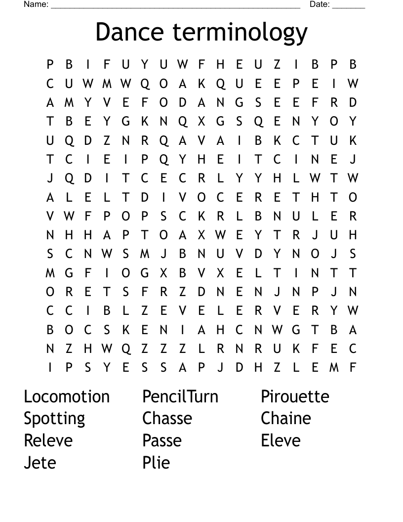 Dance terminology  Word Search