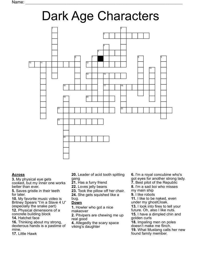 Dark Age Characters Crossword