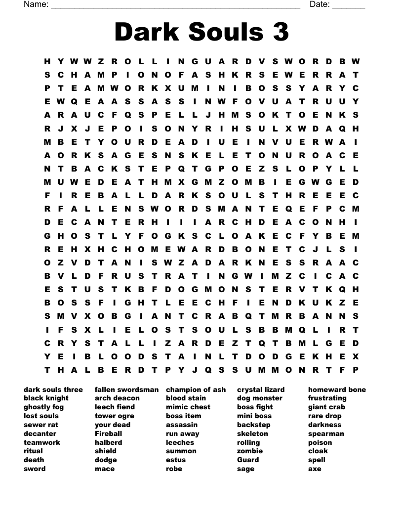 Dark Souls 3 Word Search