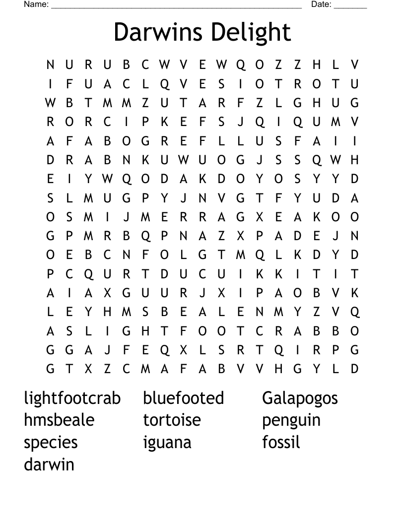 Darwins Delight Word Search