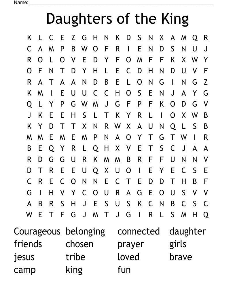 Daughters of the King Word Search