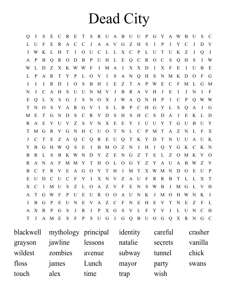 Dead City Word Search