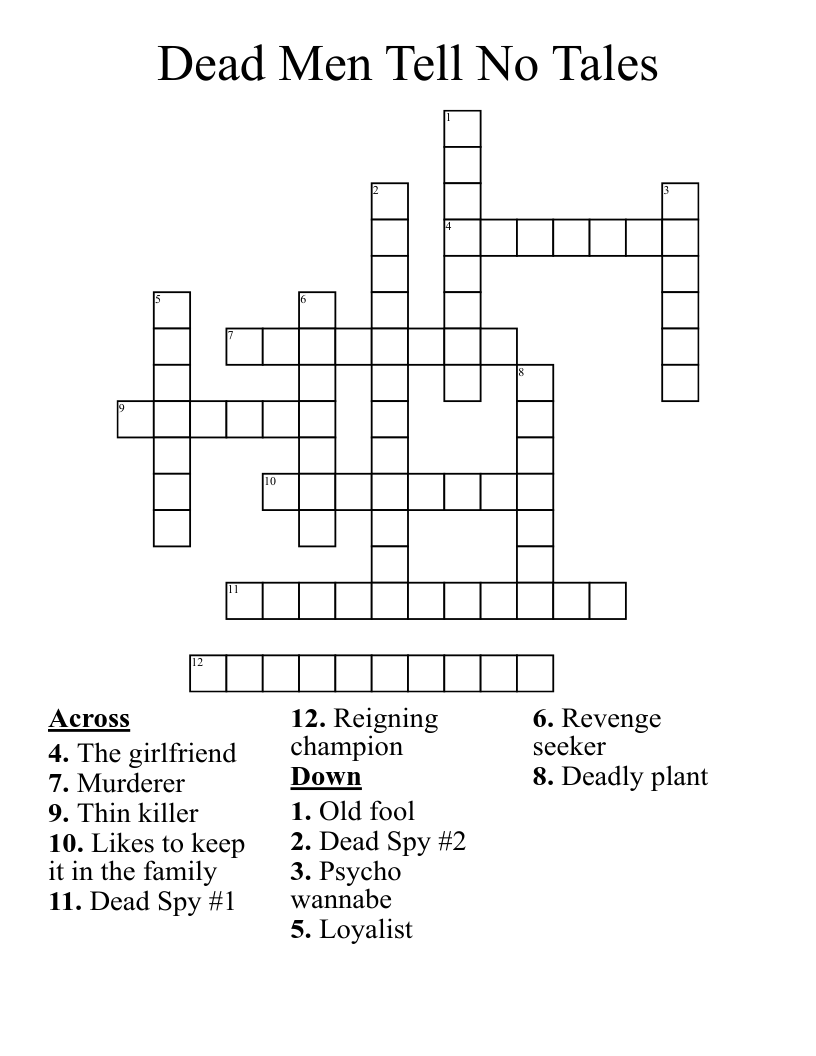 Dead Men Tell No Tales Crossword - WordMint