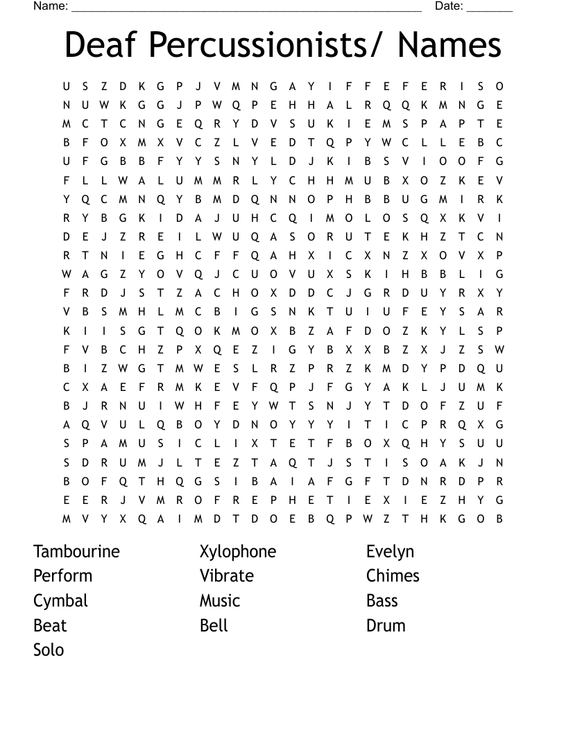 Deaf Percussionists/ Names Word Search