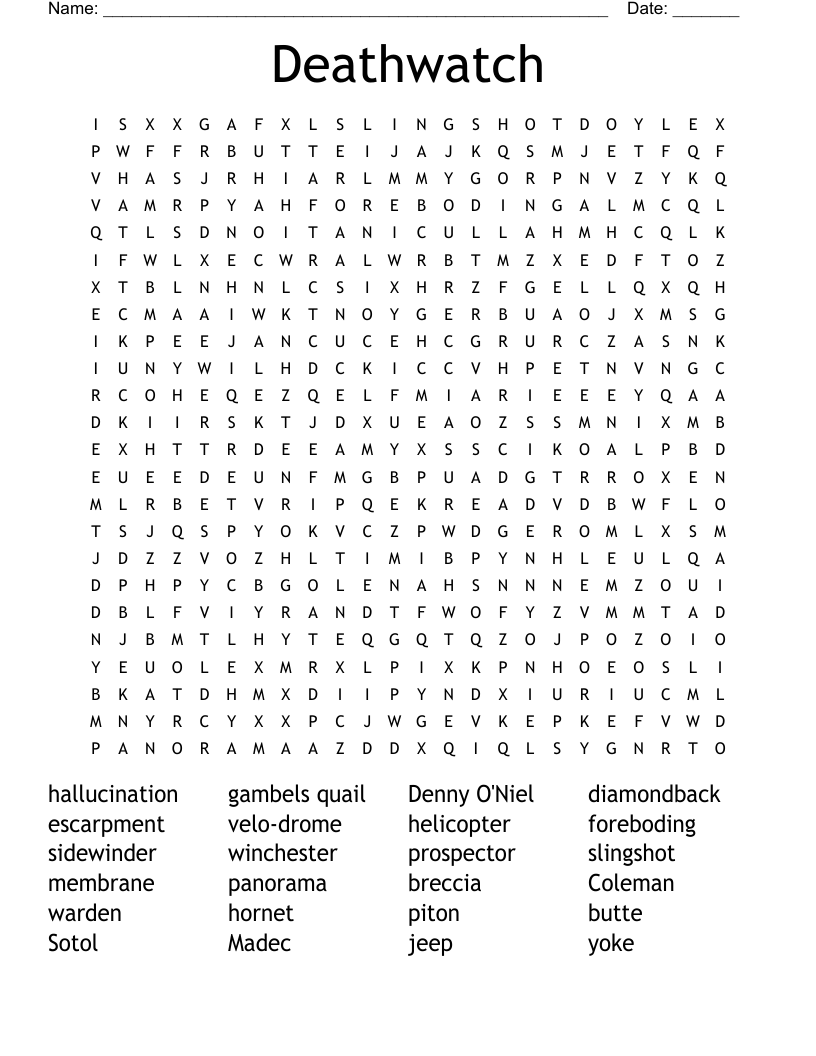 Deathwatch Word Search