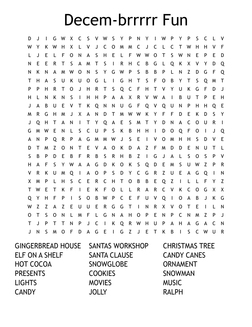 Decem-brrrrr Fun Word Search