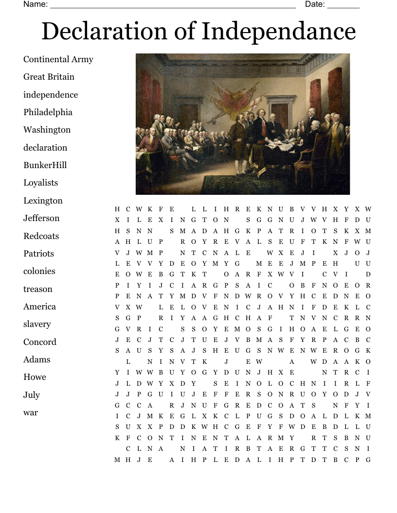 declaration-of-independence-crossword-wordmint