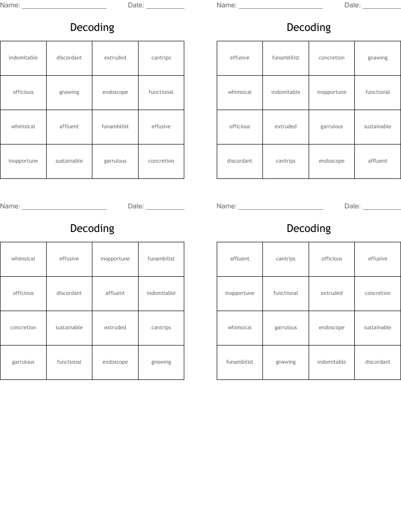 Decoding Bingo Cards