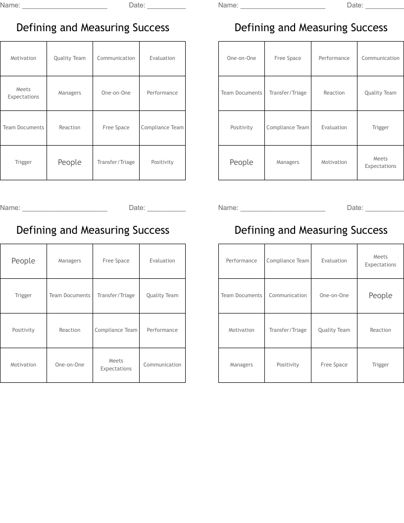Defining and Measuring Success