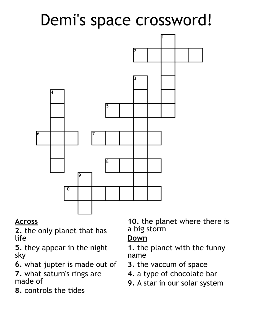 Demi's space crossword!
