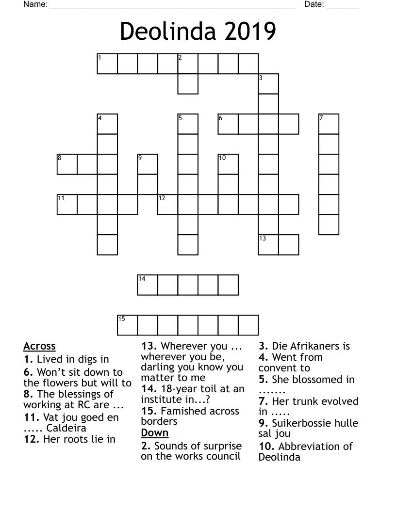 Deolinda 2019 Crossword