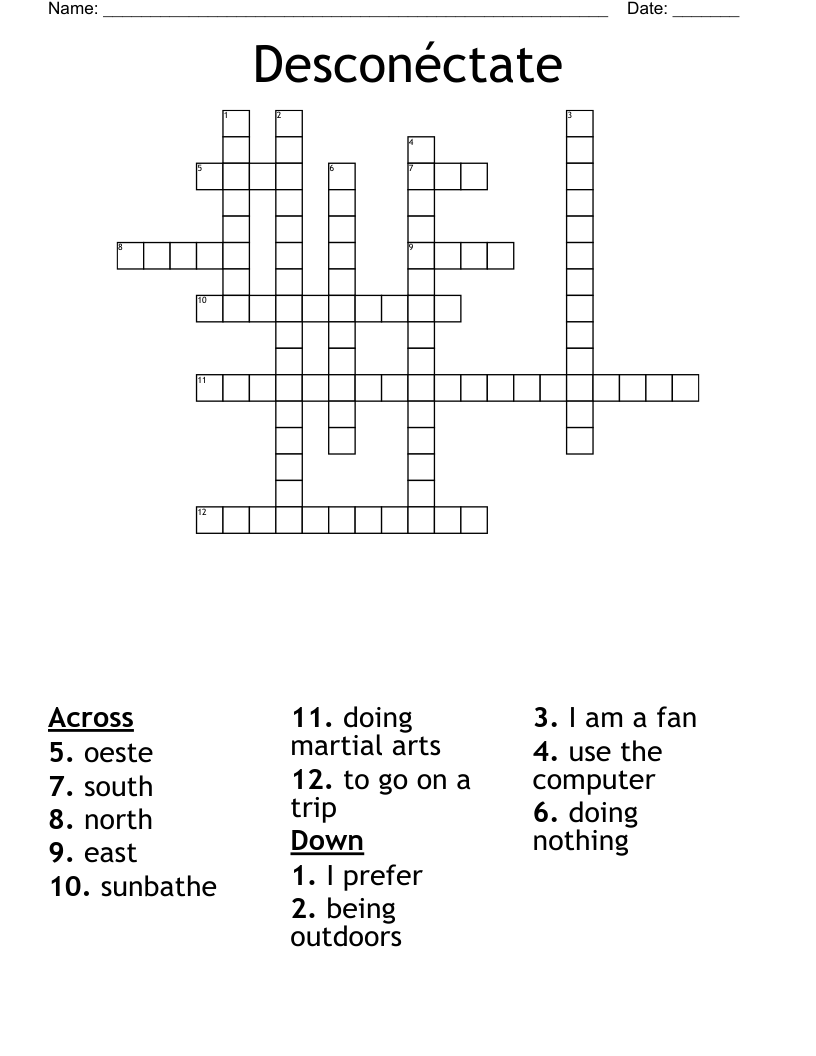 Desconéctate Crossword