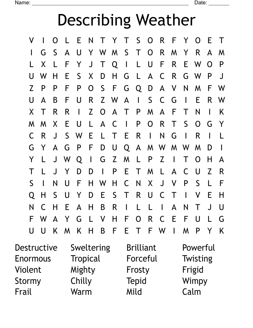 Describing Weather Word Search