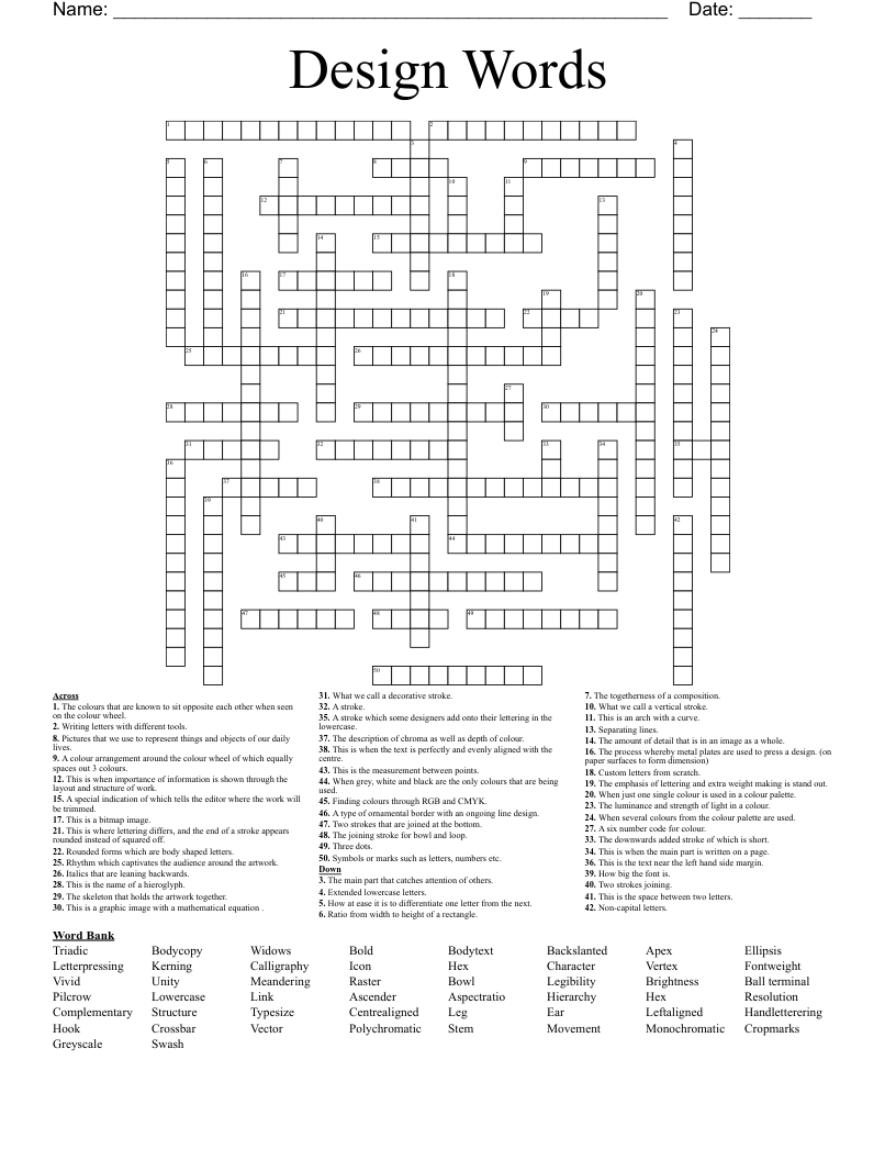 Design Words Crossword WordMint