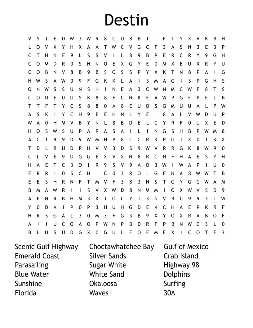 Destin Word Search