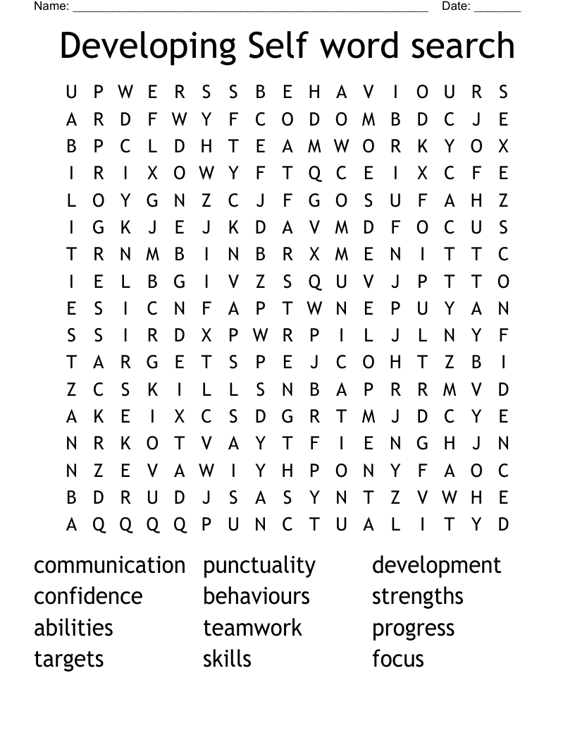 Developing Self word search