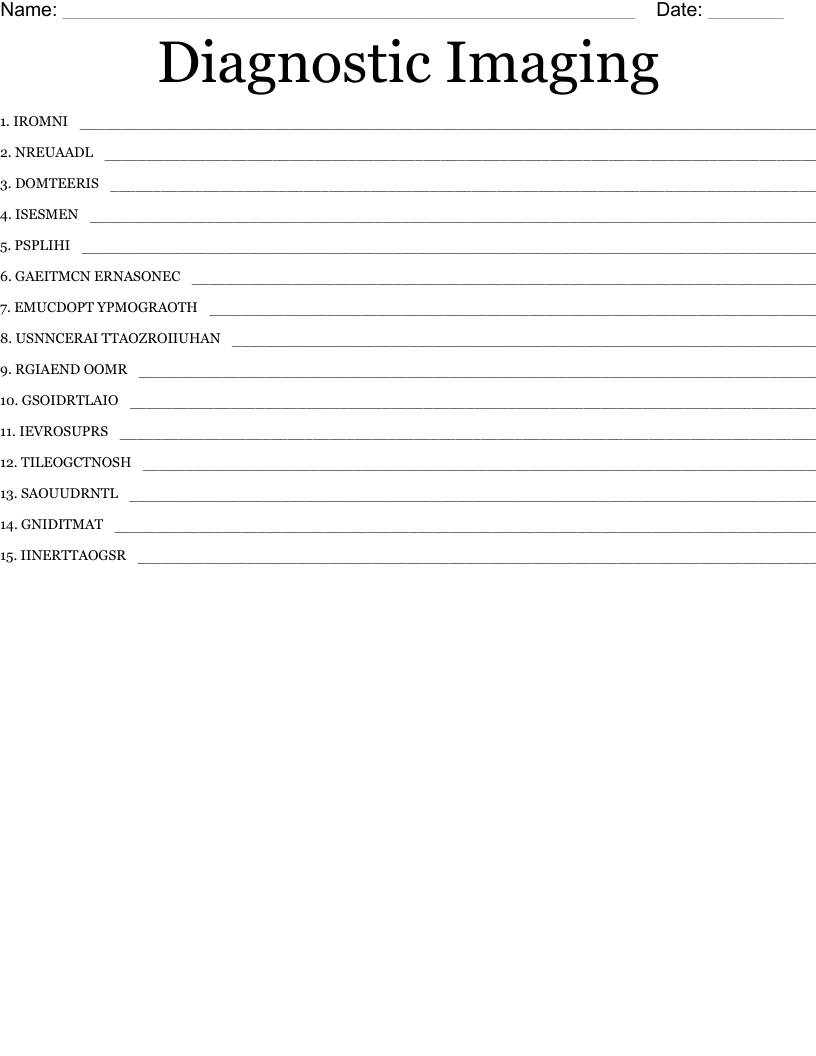 Diagnostic Imaging Word Scramble WordMint