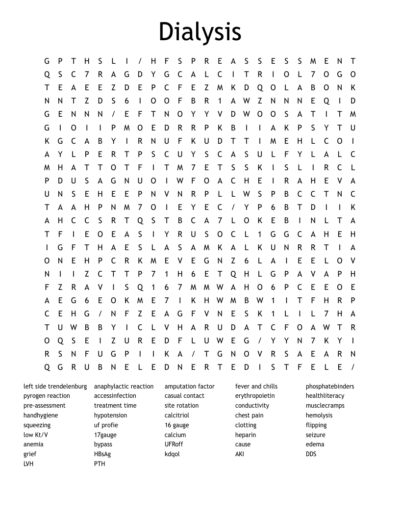 Dialysis Word Search