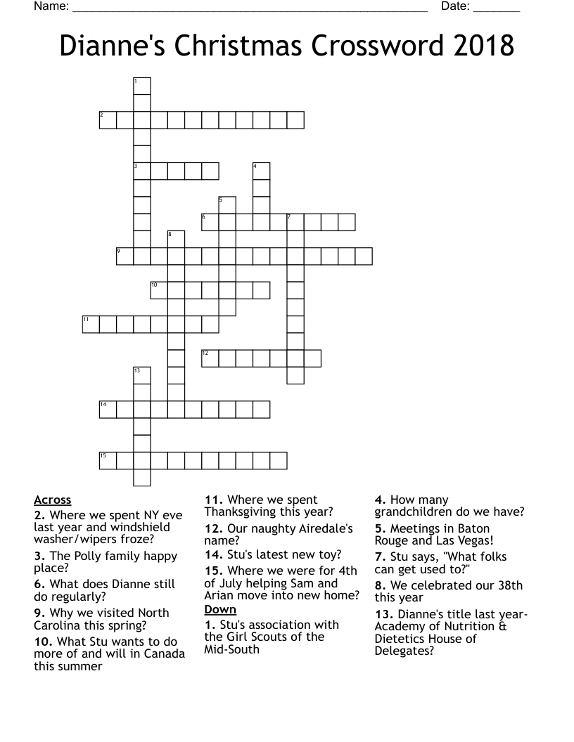 Dianne's Christmas Crossword 2018