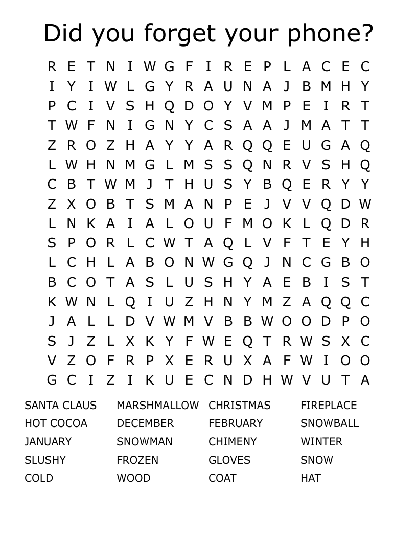 Did you forget your phone? Word Search