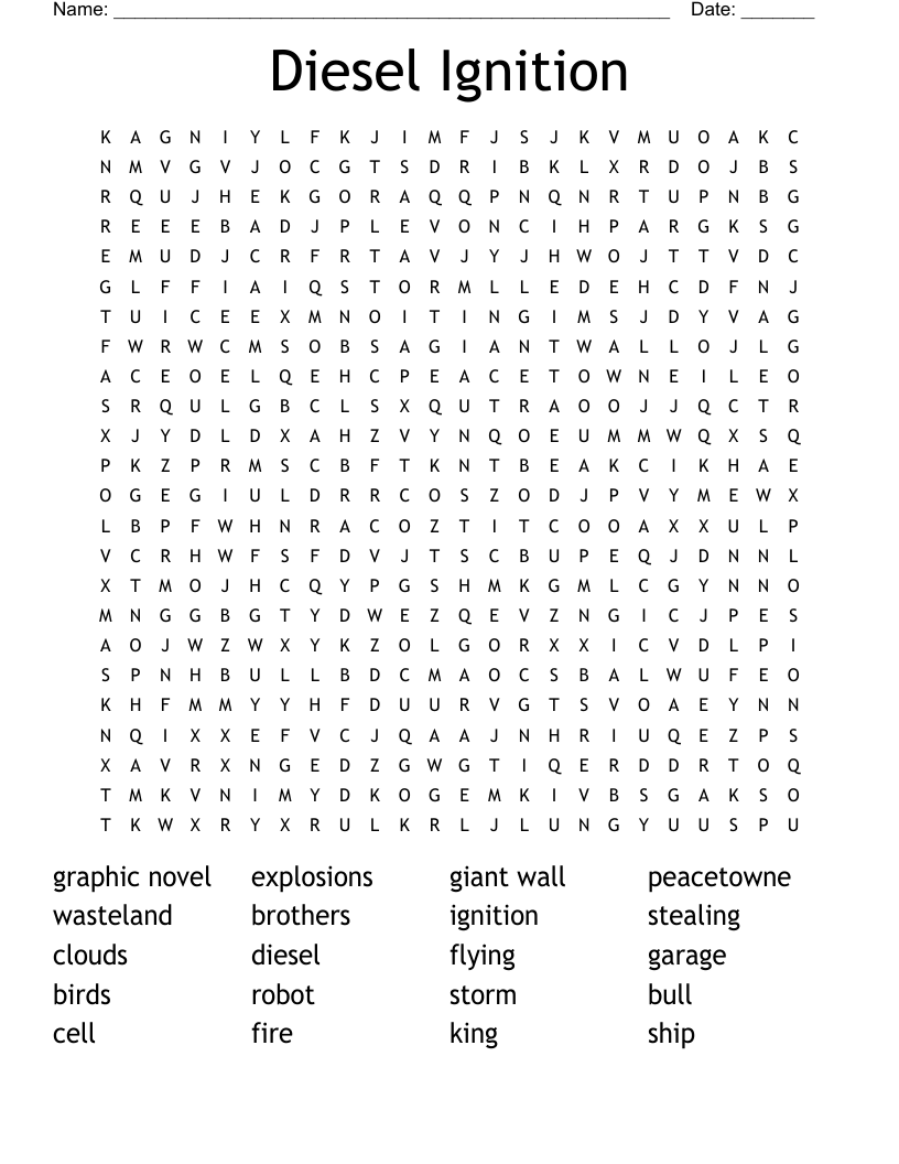 Diesel Ignition Word Search