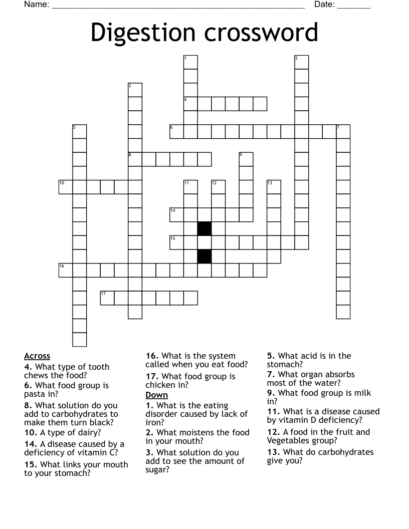 Digestion crossword