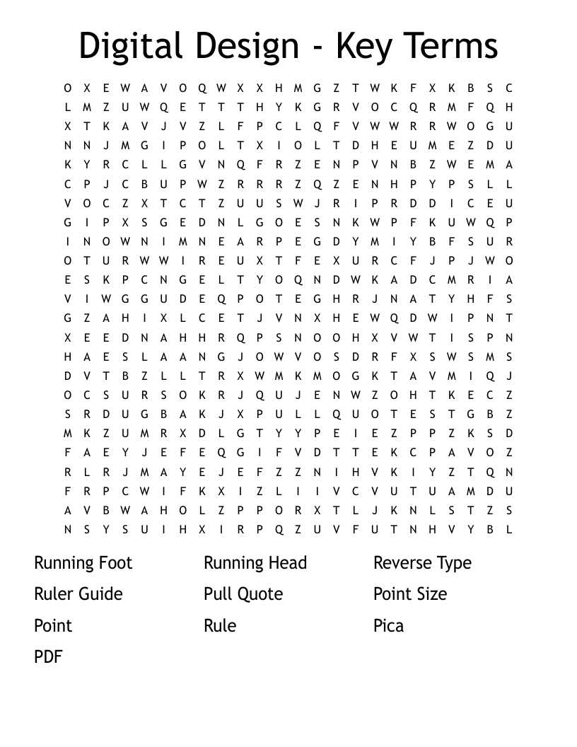 Digital Design - Key Terms Word Search