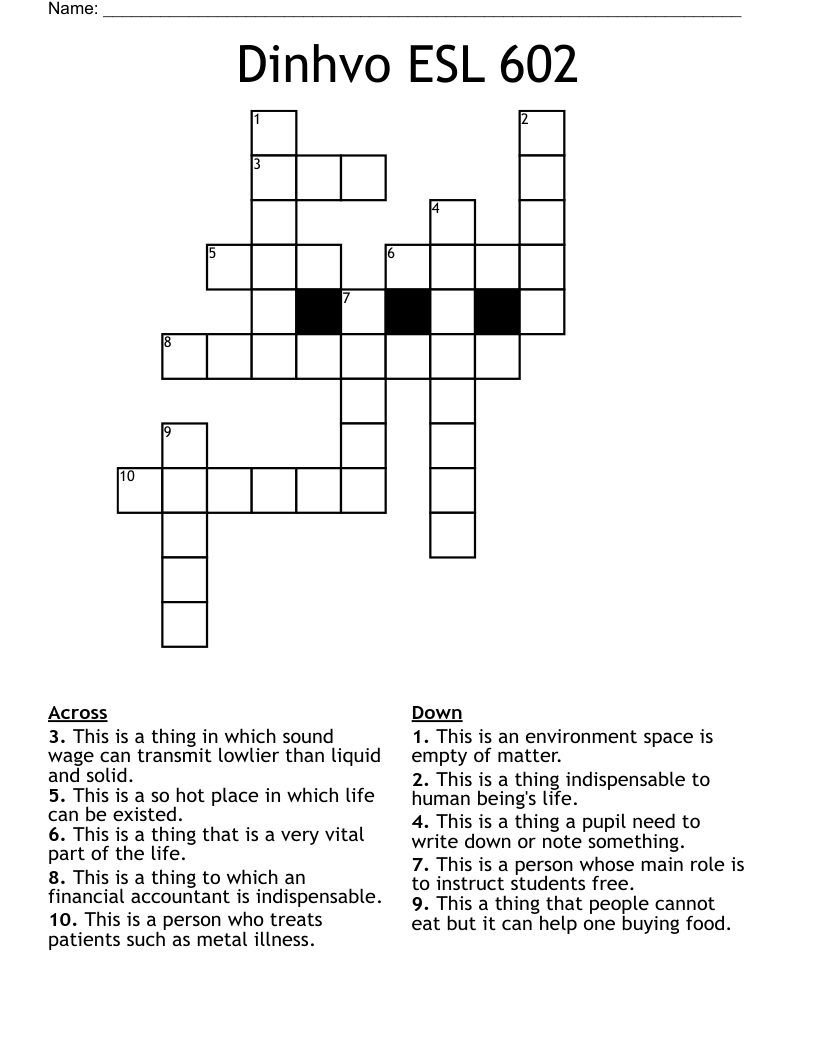 Dinhvo ESL 602 Crossword