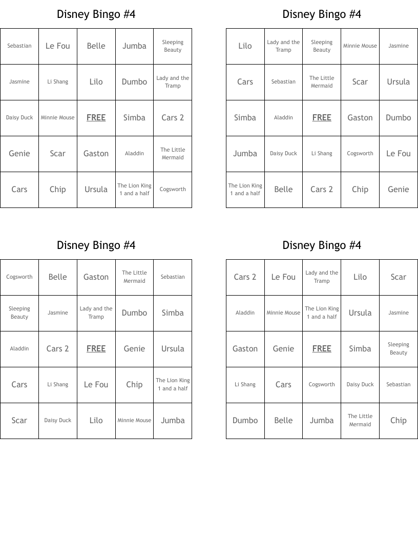 Disney Bingo #4