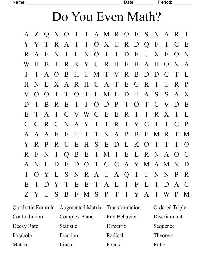 Do You Even Math? Word Search
