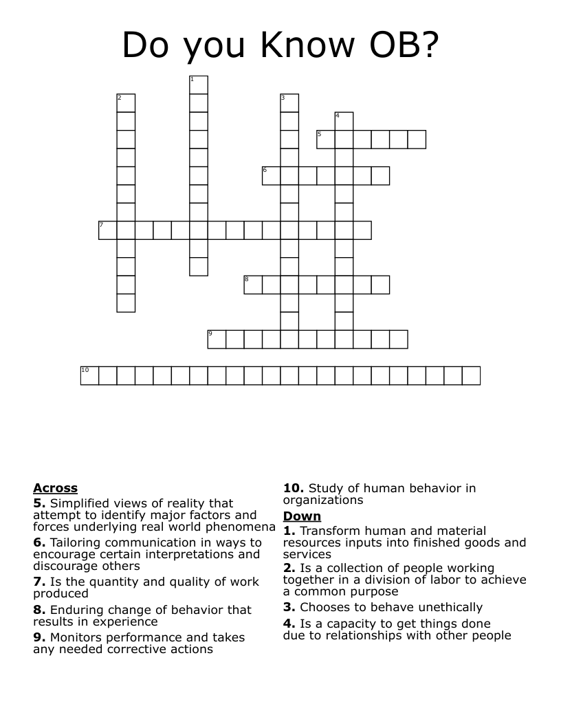 Do you Know OB? Crossword