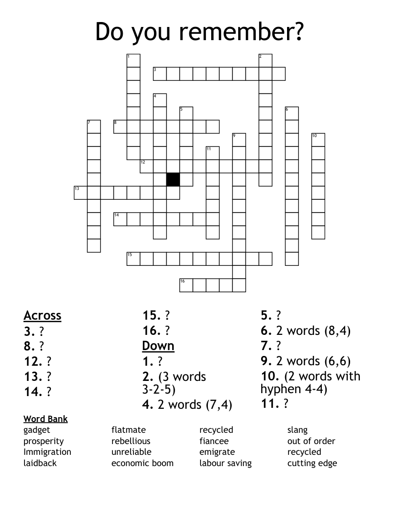 Do you remember? Crossword WordMint