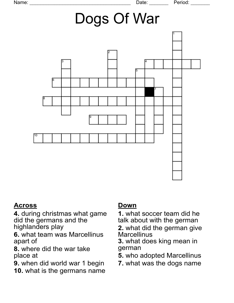 Dogs Of War Crossword