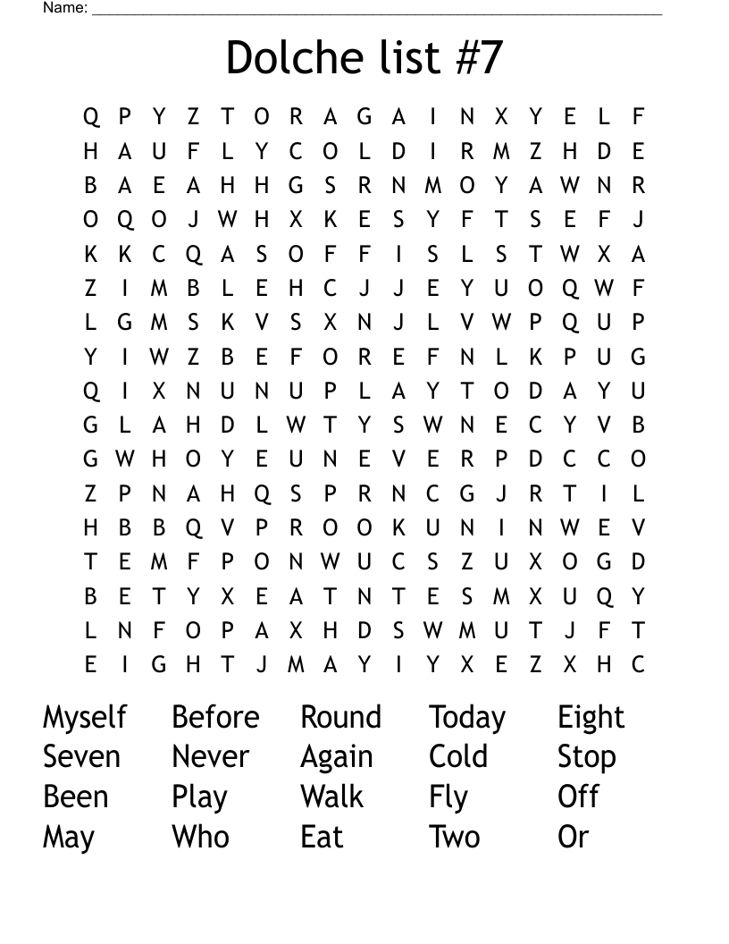 Dolche List 7 Word Search WordMint