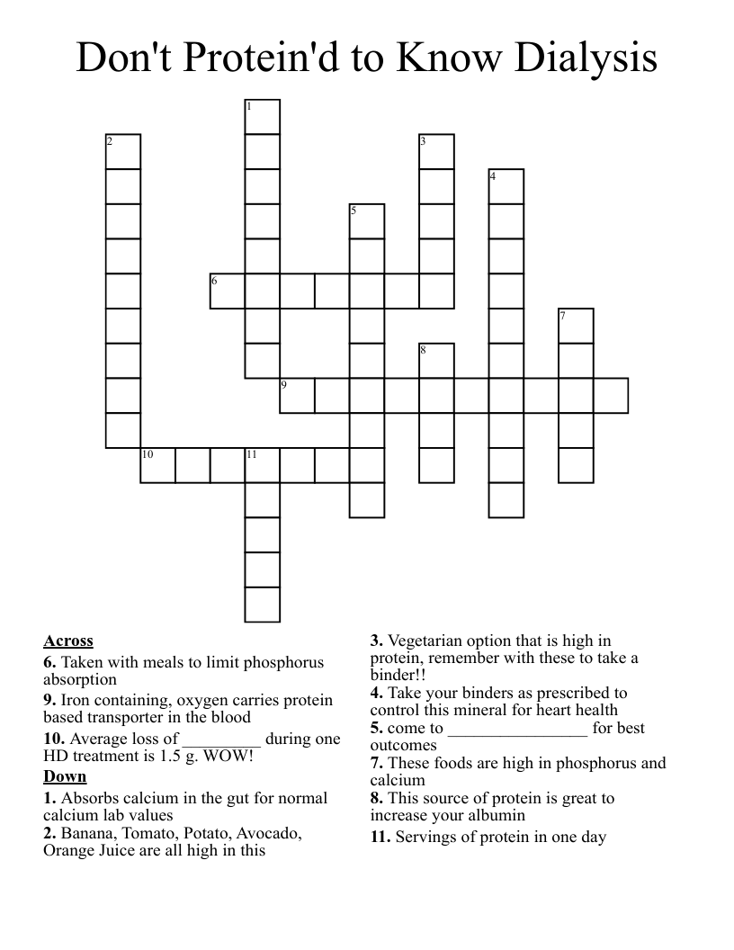 Don't Protein'd to Know Dialysis Crossword