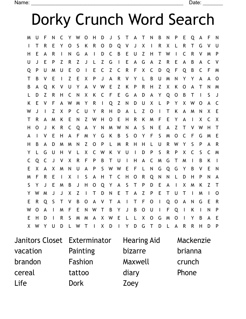 Dorky Crunch Word Search
