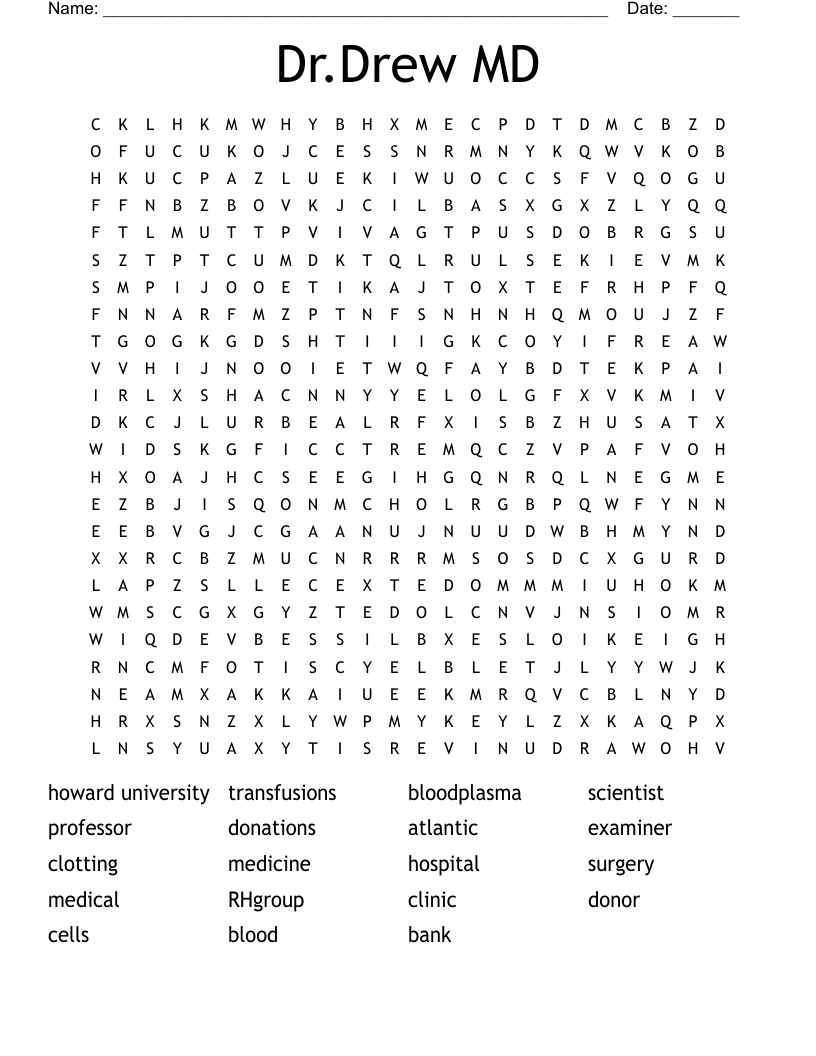 Dr.Drew MD Word Search