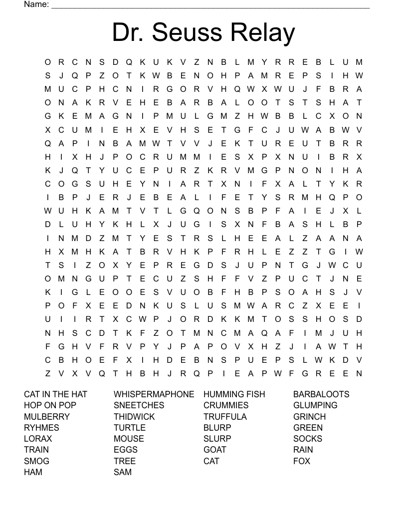 Dr Seuss Word Search Free Printable Printable Templates By Nora