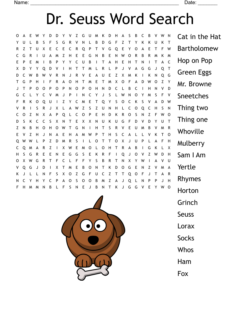 Doctor Seuss Word Search