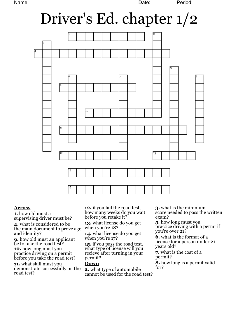 Chapters 1 And 2 Review Crossword WordMint