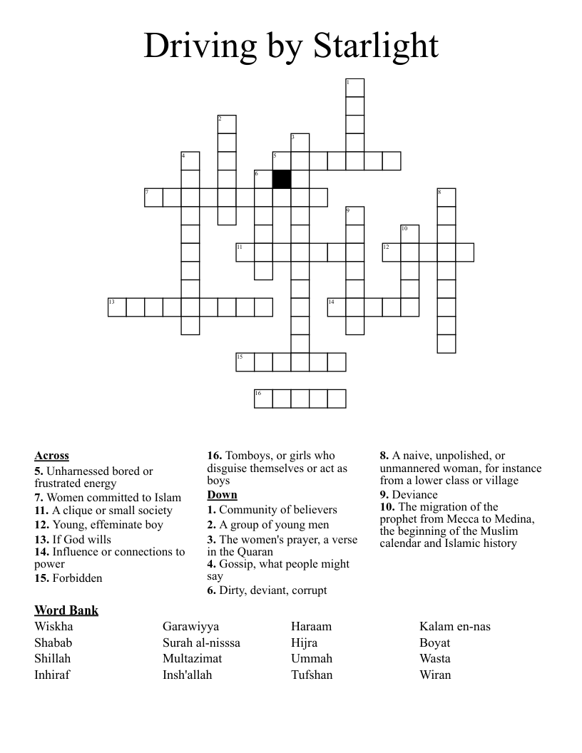 Driving by Starlight Crossword