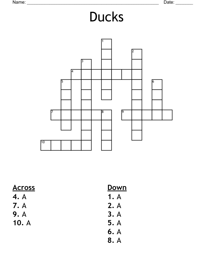 Ducks Crossword WordMint